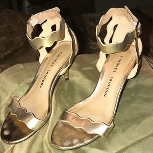 Gold Chinese Laundry ankle strap heel
